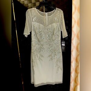 Beaded and sequined mint green/gray dress